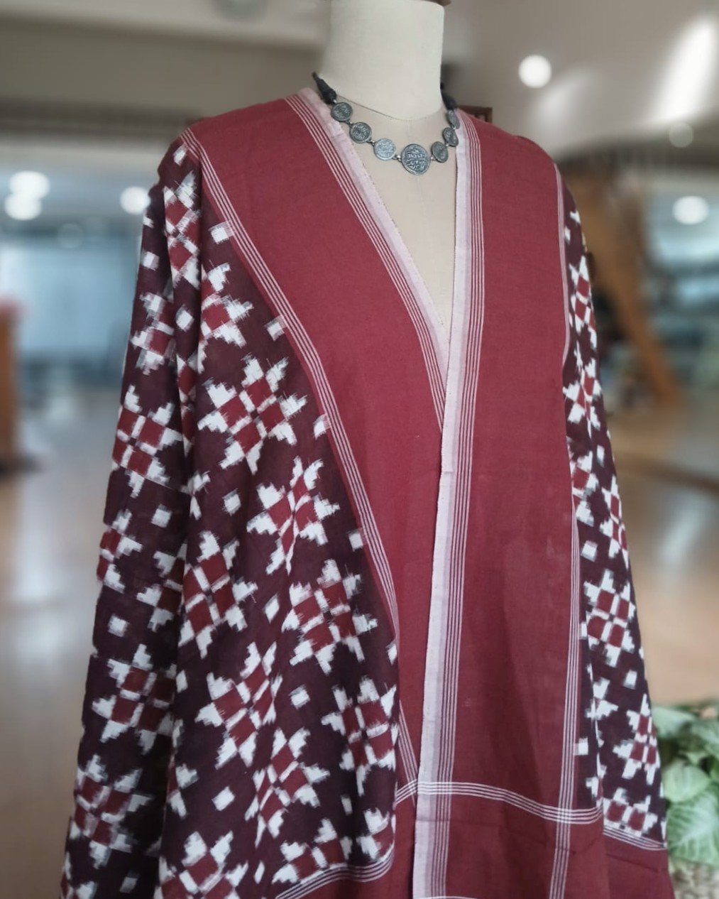 Double Ikat Cotton Dupatta – (DICD0010) - Image 2