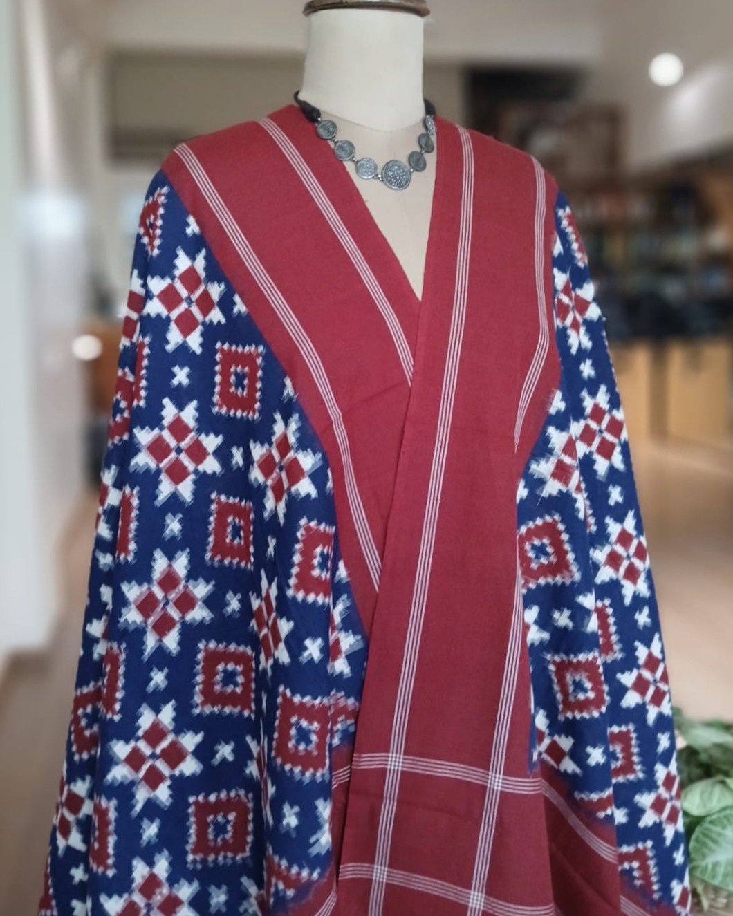 Double Ikat Cotton Dupatta – (DICD0009) - Image 2
