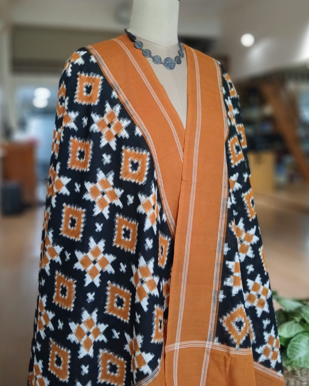 Double Ikat Cotton Dupatta – (DICD0011) - Image 2