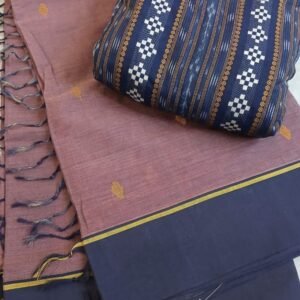 Kasaragod Cotton Handweave Saree With Matching  Odisha Ikat Blousepiece – (KCHS1006)