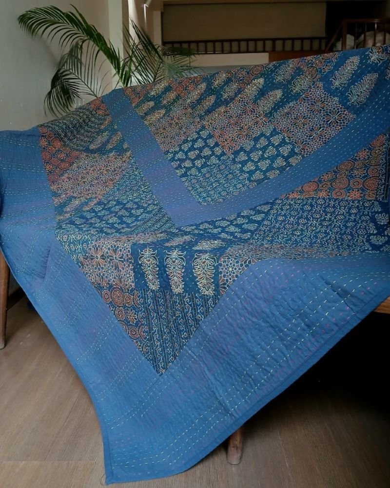 Patchwork Two-Layer Ajrakh Quilt (Godhri) – (APDG0026)