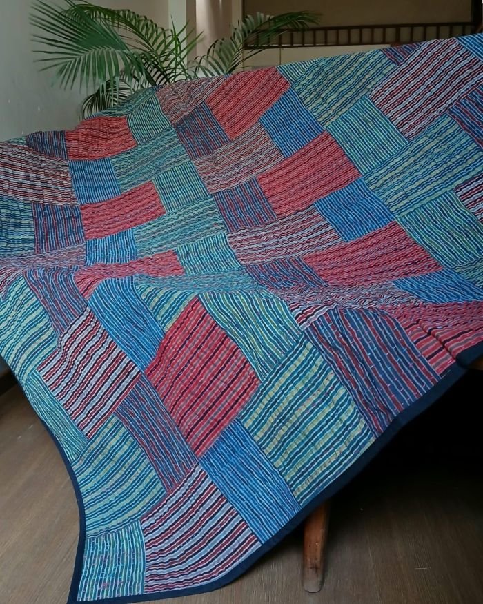 Patchwork Two-Layer Ajrakh Quilt (Godhri) – (APDG0025)