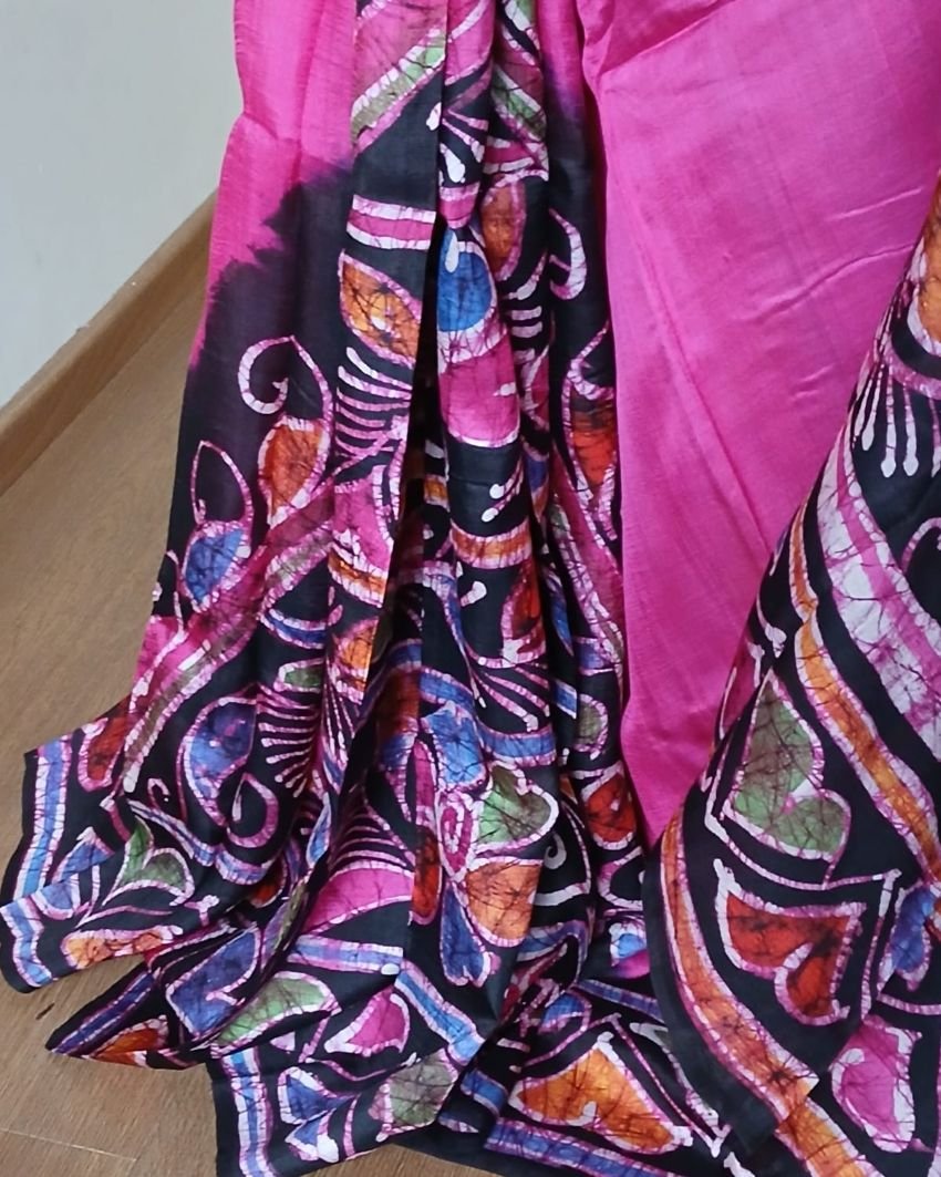 Batik Silk Saree from Murshidabad – (BSSM0059) - Image 2