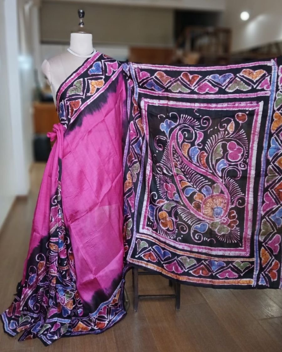 Batik Silk Saree from Murshidabad – (BSSM0059) - Image 4