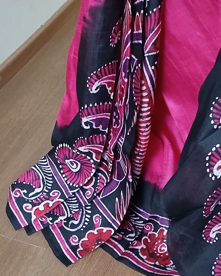 Batik Silk Saree from Murshidabad – (BSSM0061) - Image 2