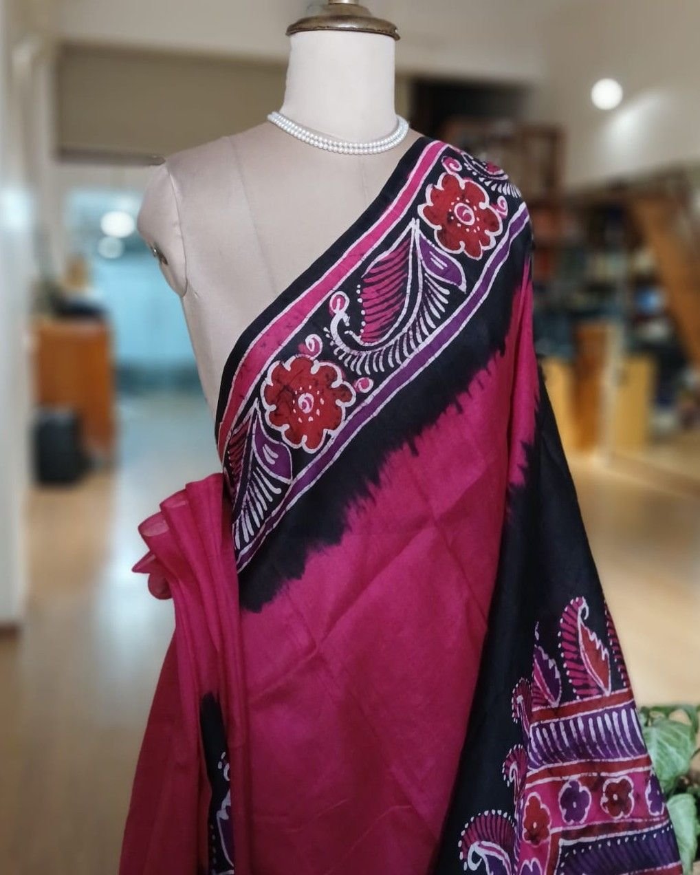 Batik Silk Saree from Murshidabad – (BSSM0061) - Image 4