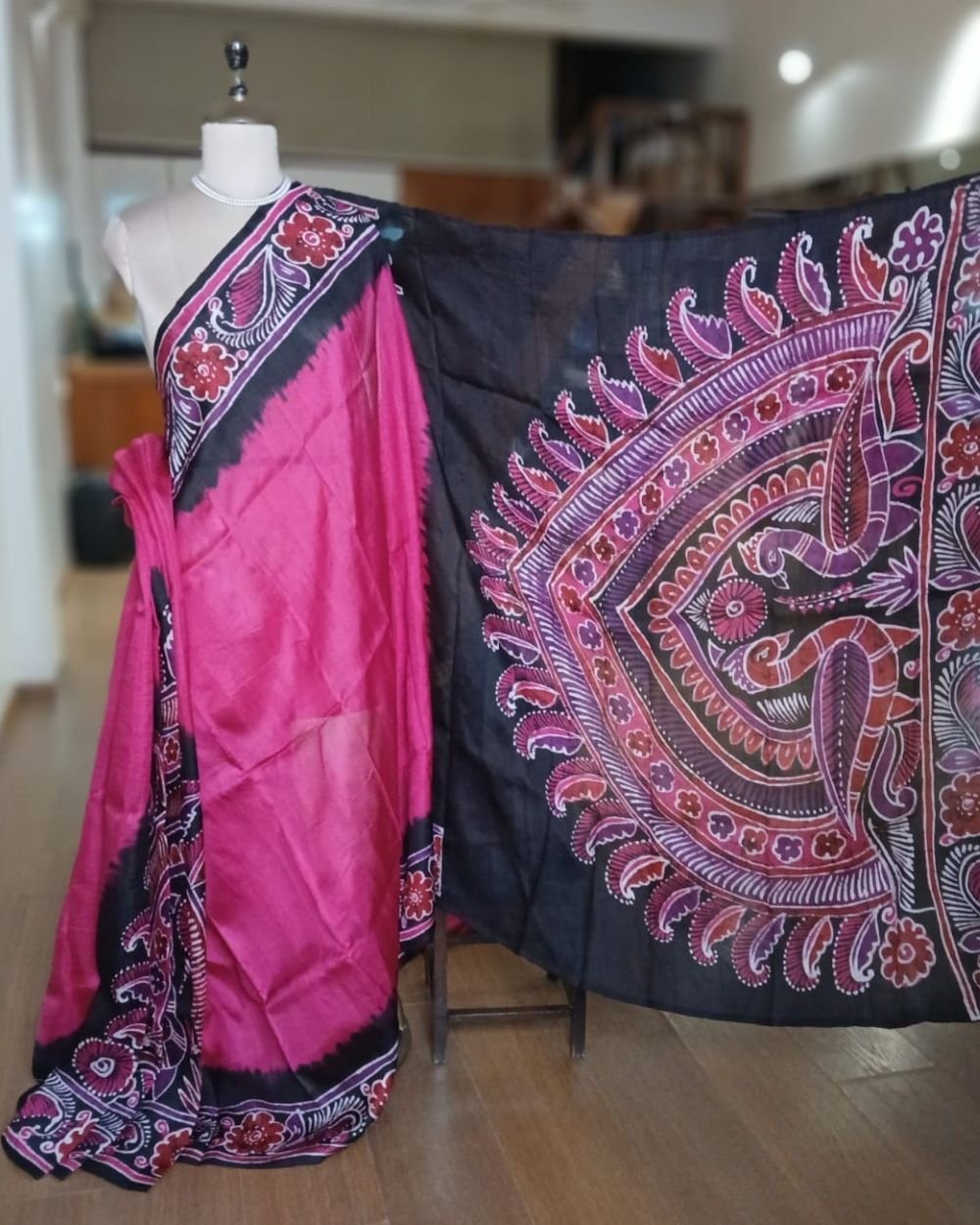 Batik Silk Saree from Murshidabad – (BSSM0061) - Image 5