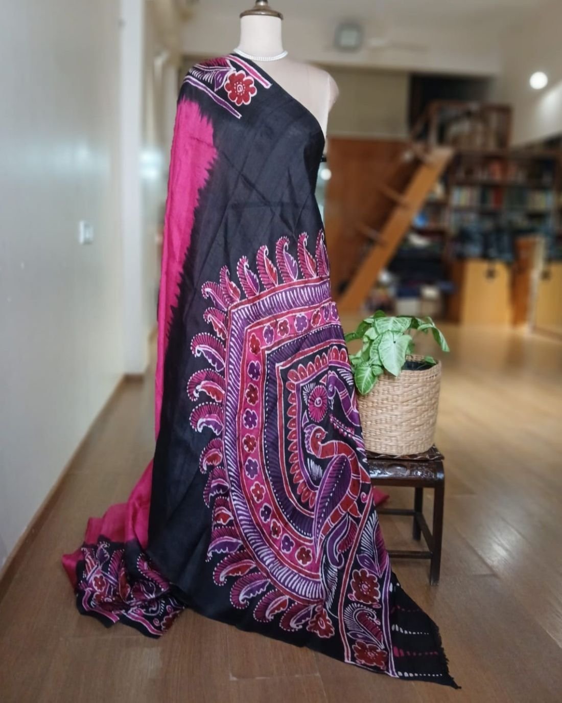 Batik Silk Saree from Murshidabad – (BSSM0061) - Image 7