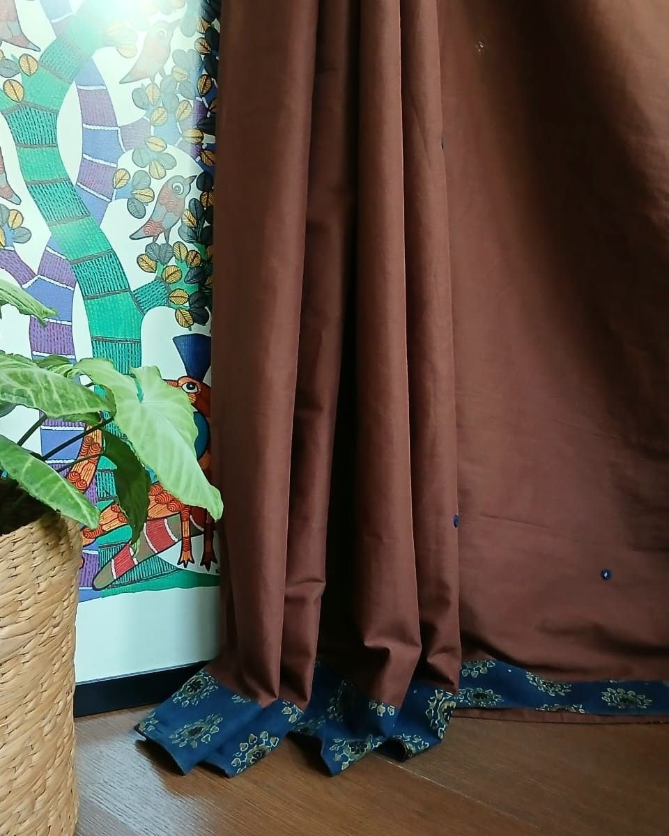 Ajrakh Applique Saree in Mul Cotton – (MCAS0010) - Image 4