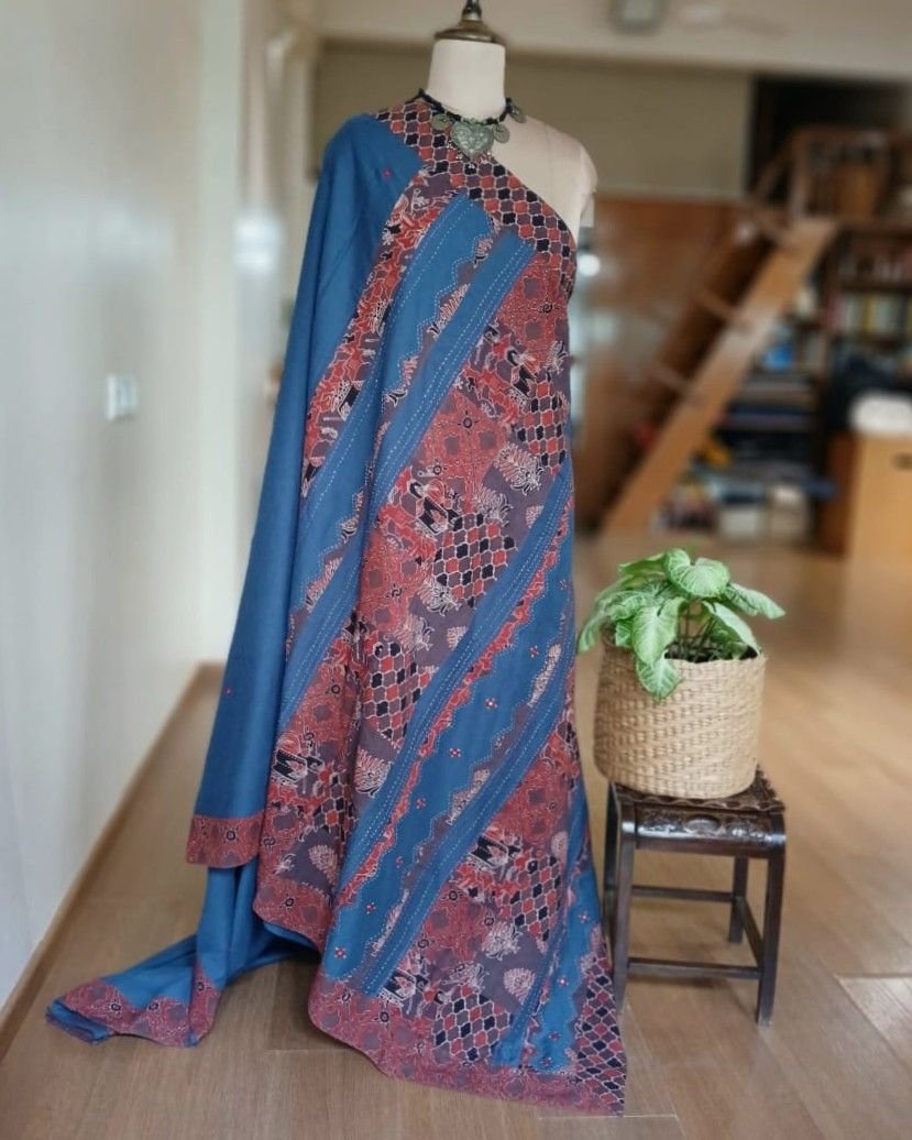 Ajrakh Applique Saree in Mul Cotton – (MCAS0003)