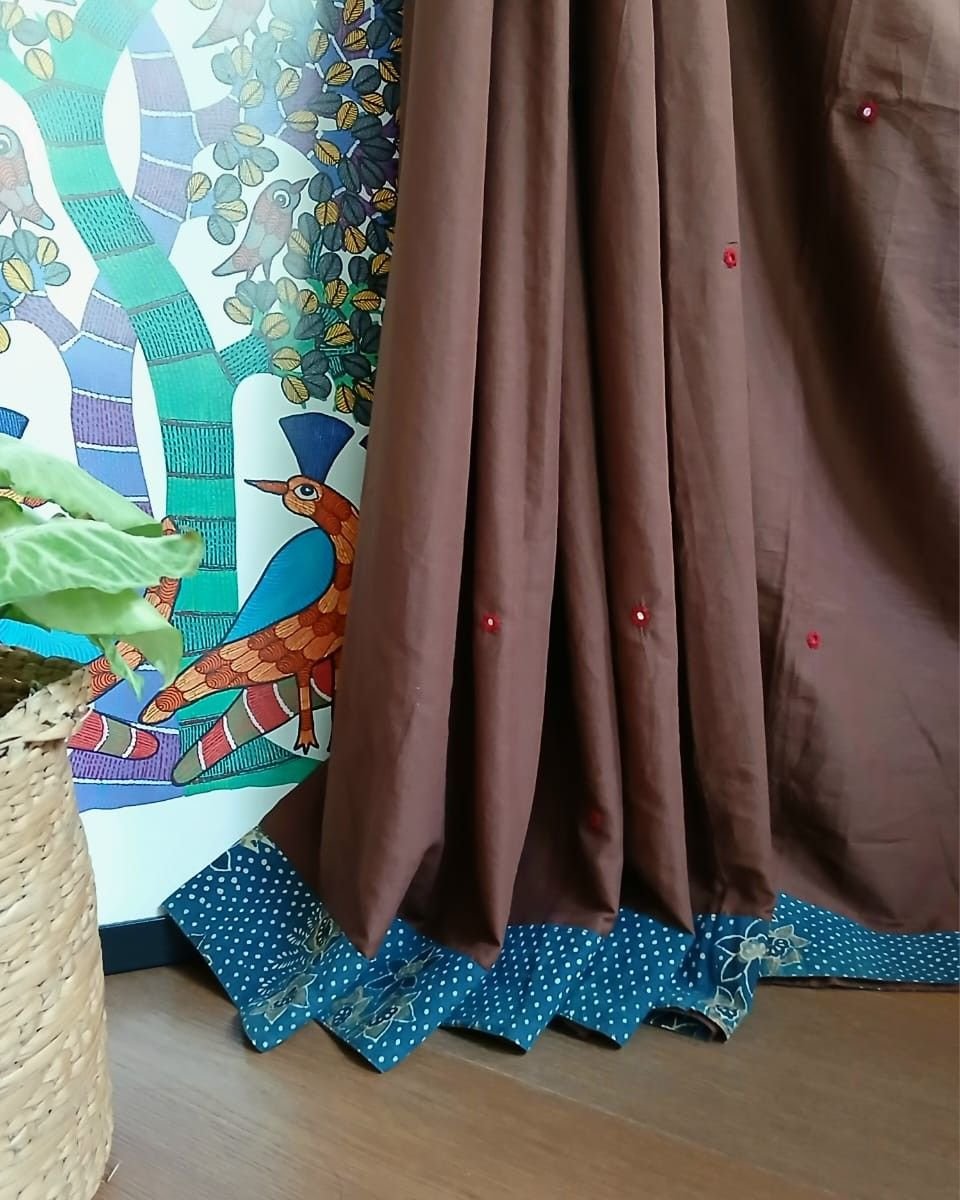 Ajrakh Applique Saree in Mul Cotton – (MCAS0006) - Image 4