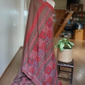 Ajrakh Applique Saree in Mul Cotton – (MCAS0008)