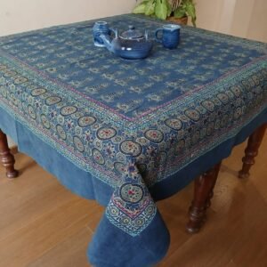 Square Ajrakh Embroidered Table Cloth – (SATC0004)