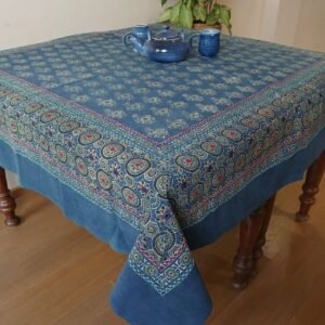 Square Ajrakh Embroidered Table Cloth – (SATC0006)