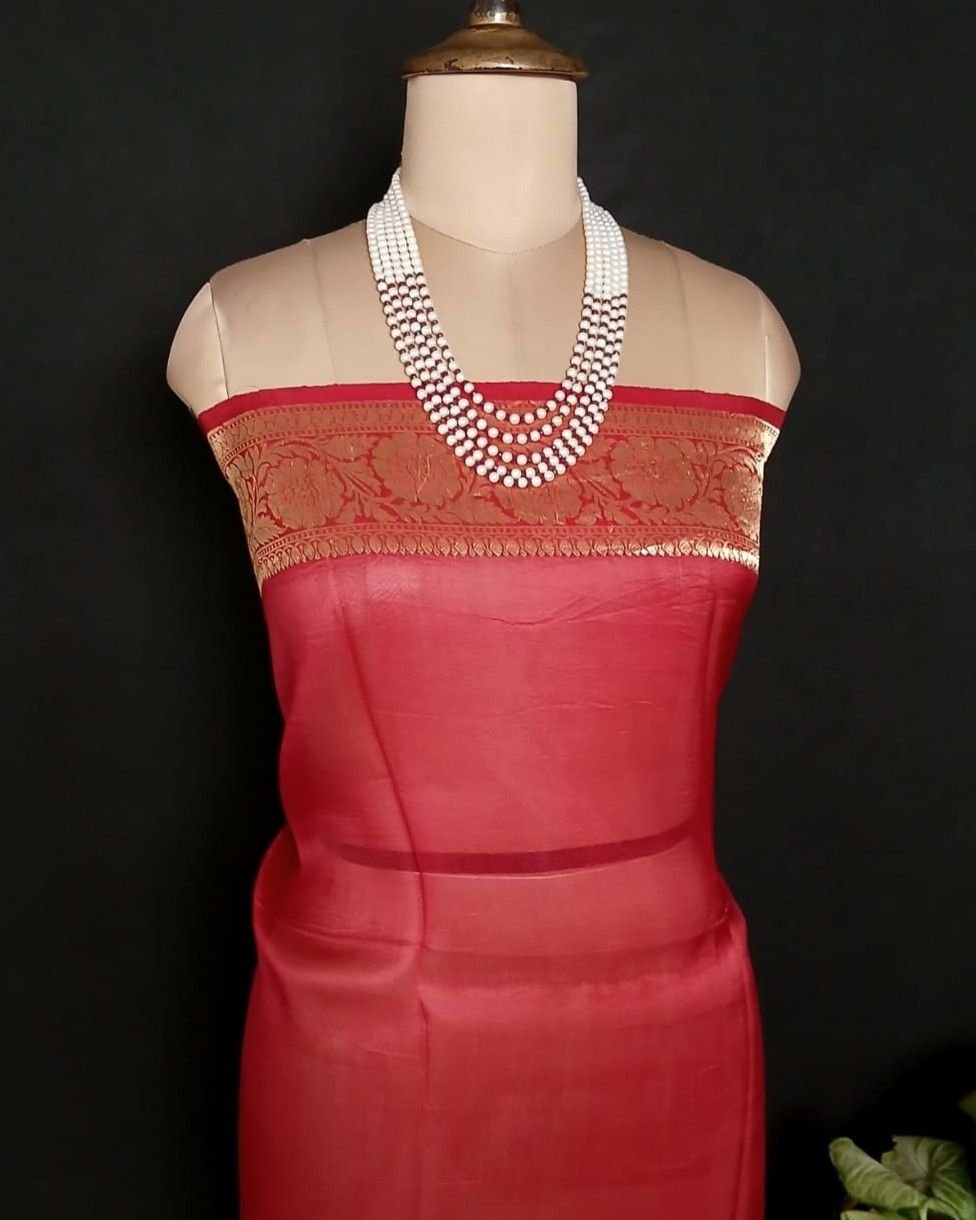 Pure Silk Organza Banarasi Saree - (PSOB0006) - Image 9