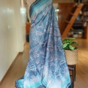 Pure Silk Saree with Freestyle Art - (SSFA0001)