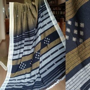 Kala Cotton Bhujodi with Tussar Silk Highlights in the Palla – (BHUJ0018)