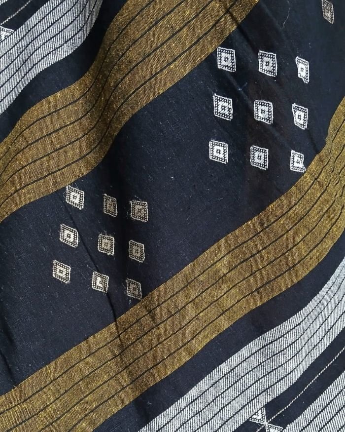 Kala Cotton Bhujodi with Tussar Silk Highlights in the Palla – (BHUJ0018) - Image 2
