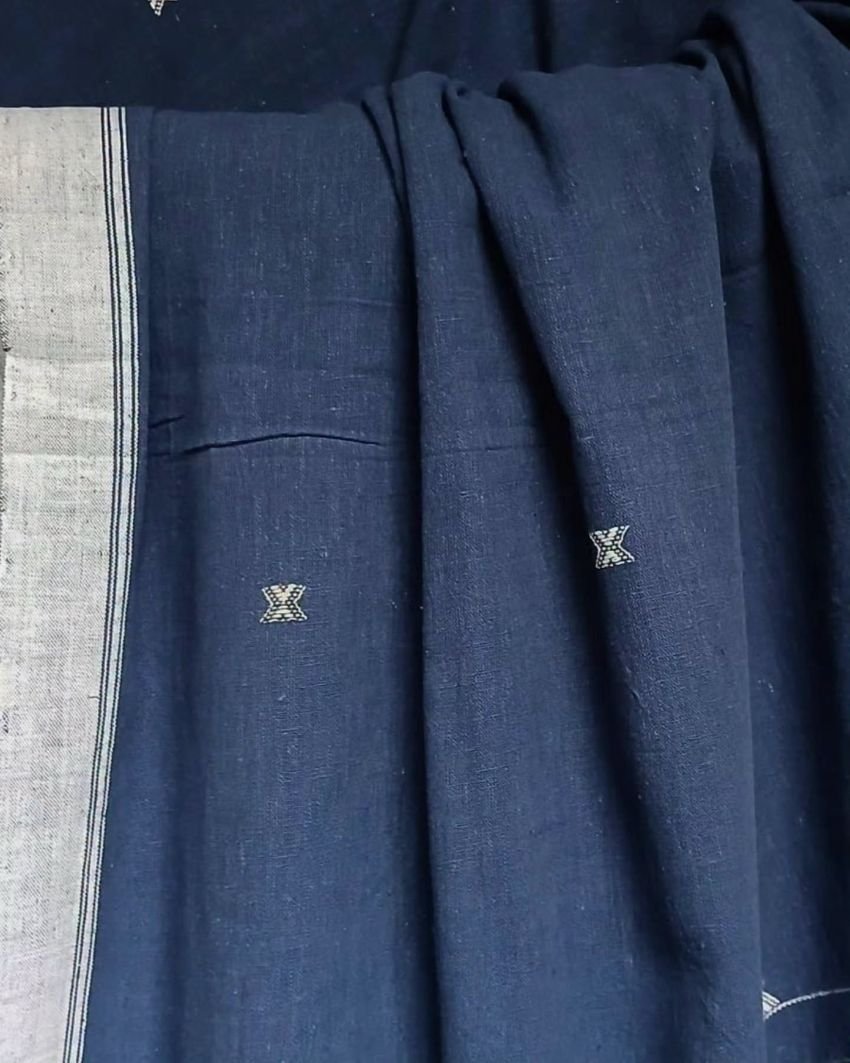 Kala Cotton Bhujodi with Tussar Silk Highlights in the Palla – (BHUJ0019) - Image 2