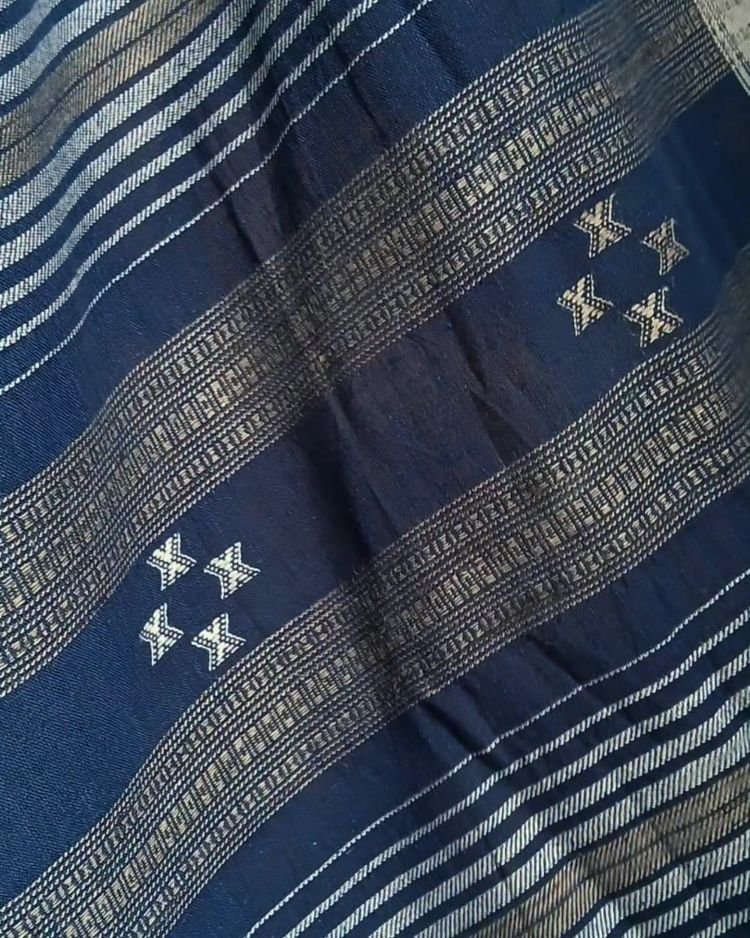 Kala Cotton Bhujodi with Tussar Silk Highlights in the Palla – (BHUJ0019) - Image 4