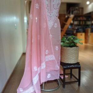 Chikankari Kurta and Dupatta Set Fabric in Kota Doria – (CKDF0015)