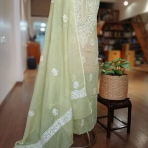 Chikankari Kurta and Dupatta Set Fabric in Kota Doria – (CKDF0014)