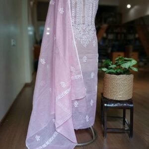 Chikankari Kurta and Dupatta Set Fabric in Kota Doria – (CKDF0017)