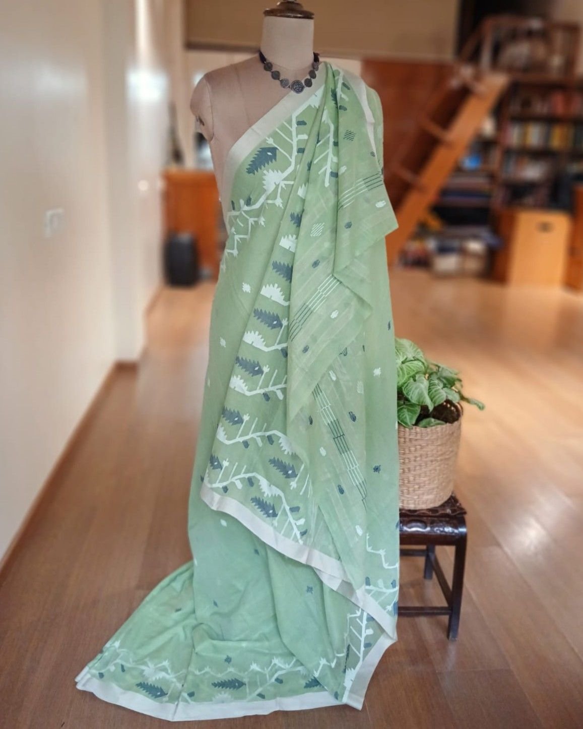 Soft Cotton Jamdani Handweave from Phulia – (JCHS0043) - Image 5