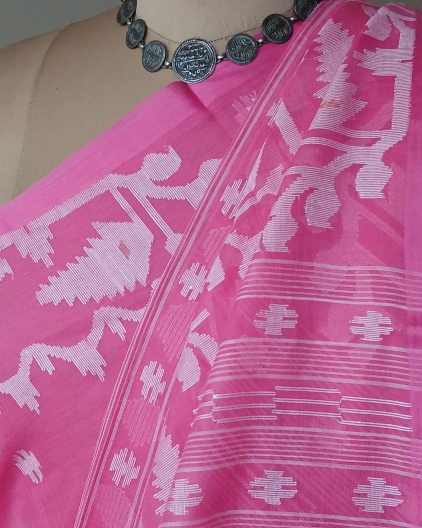 Soft Cotton Jamdani Handweave from Phulia – (JCHS0037) - Image 7