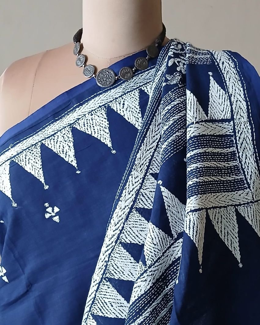 Cotton Kantha Saree from Santiniketan – (KNCS0002) - Image 6