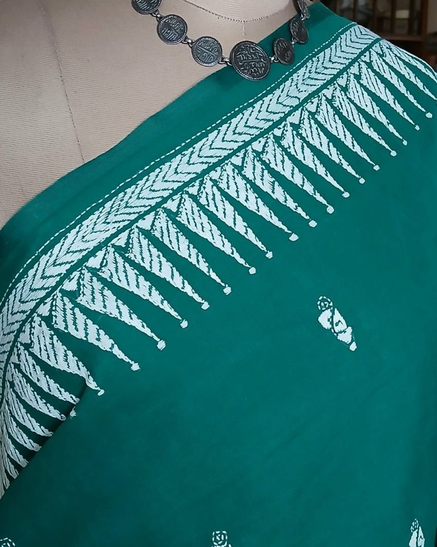 Cotton Kantha Saree from Santiniketan – (KNCS0004) - Image 4