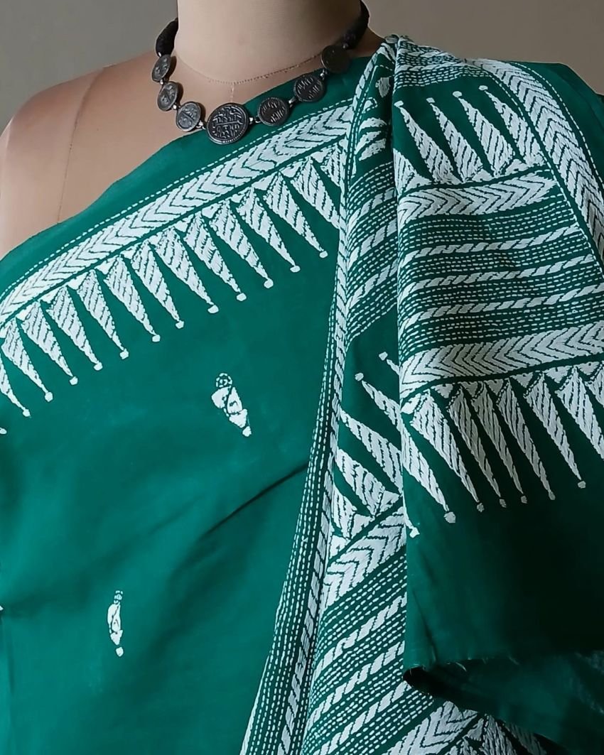 Cotton Kantha Saree from Santiniketan – (KNCS0004) - Image 6