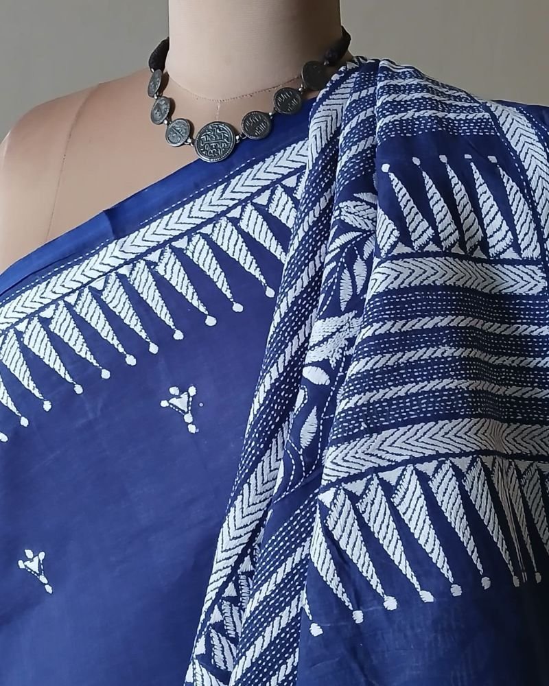 Cotton Kantha Saree from Santiniketan – (KNCS0005) - Image 6