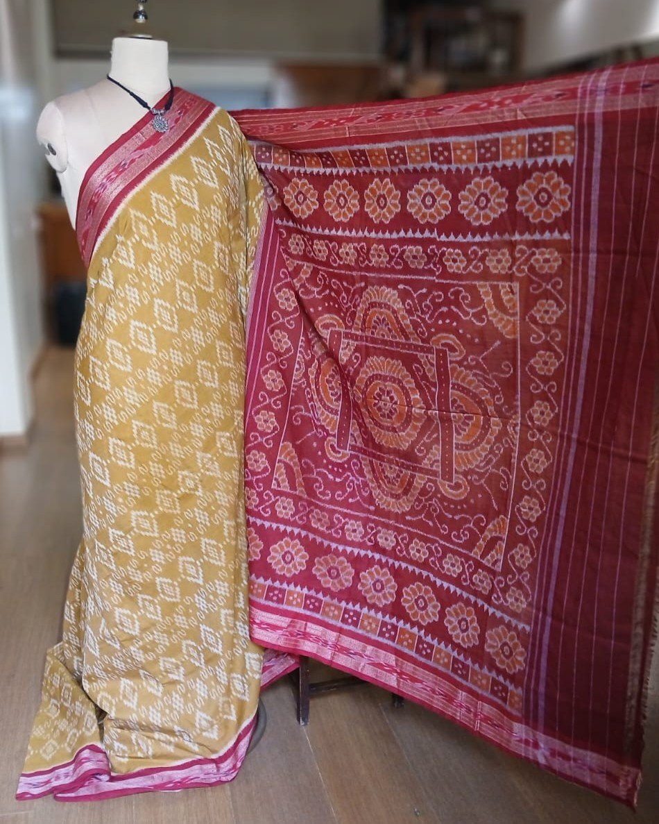 Nuapatna Cotton Single Ikat Handloom Saree - (NSIS0038) - Image 6