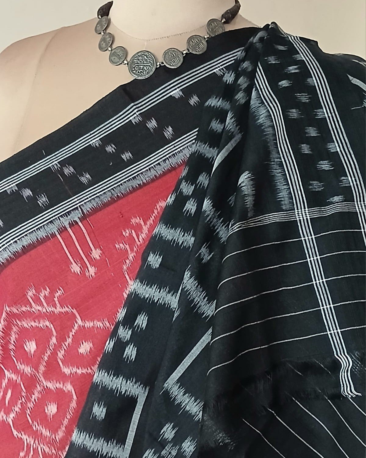 Nuapatna Cotton Single Ikat Handloom Saree - (NSIS0040) - Image 6