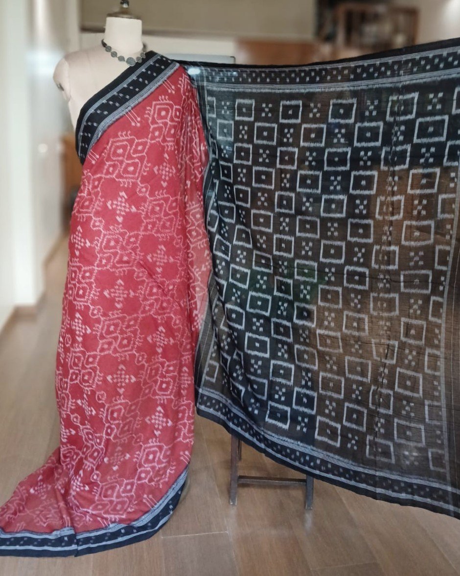 Nuapatna Cotton Single Ikat Handloom Saree - (NSIS0040) - Image 4