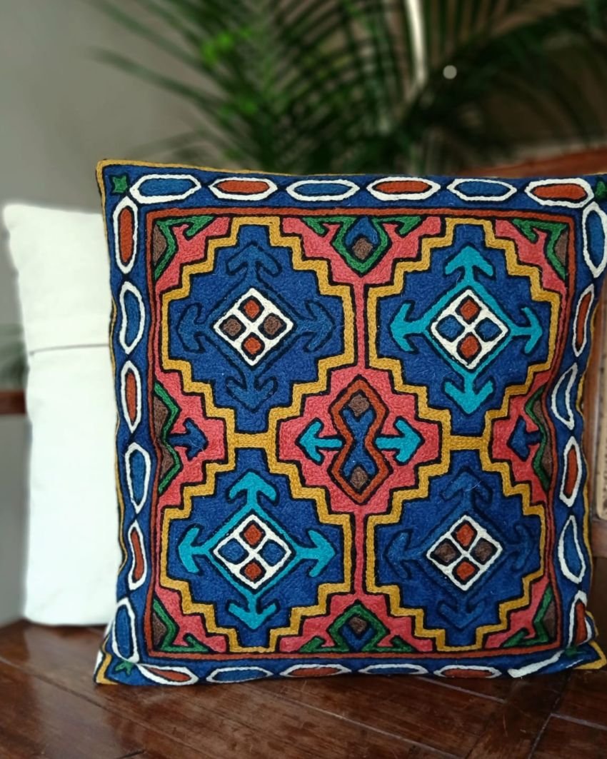 Crewel Embroidered Chainstitch Kilim Motif Cushion Covers – (CCMC1006) - Image 5