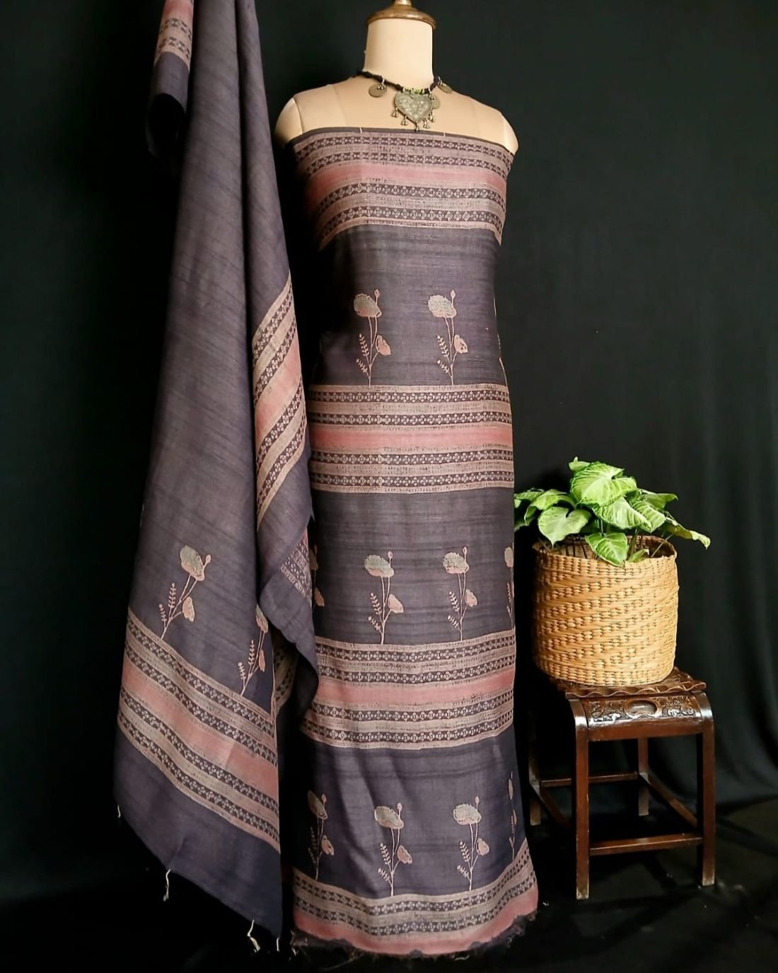 Two-Piece Salwar Set in Pure Desi Tussar Silk – (TPSS0008)