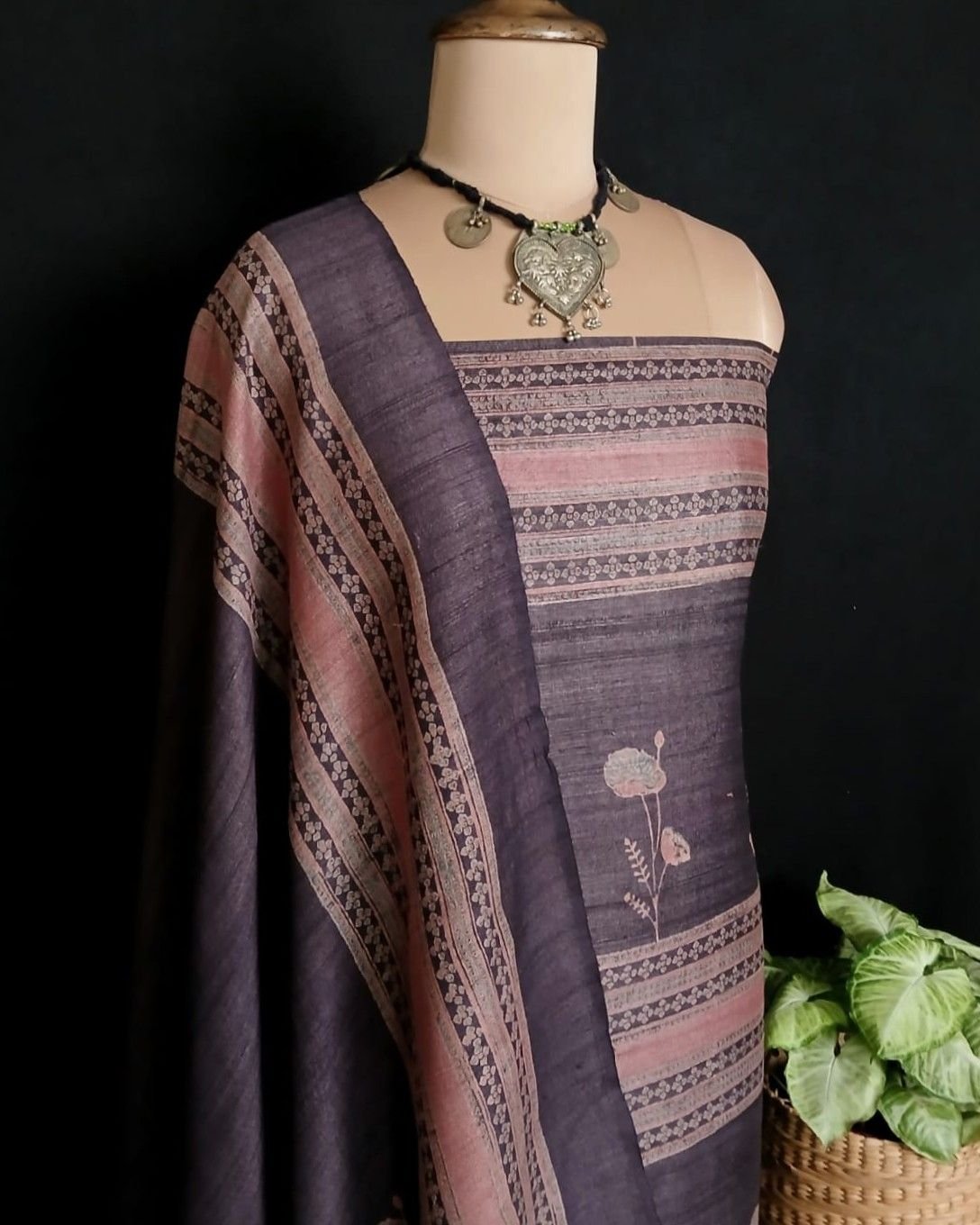 Two-Piece Salwar Set in Pure Desi Tussar Silk – (TPSS0008) - Image 5