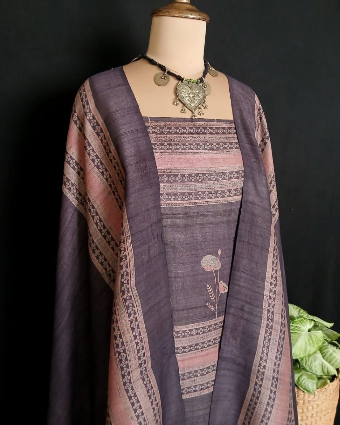 Two-Piece Salwar Set in Pure Desi Tussar Silk – (TPSS0008) - Image 7