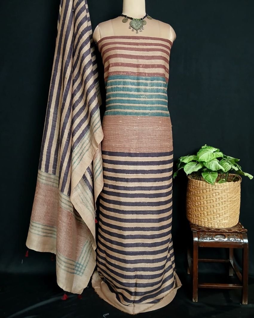 Two-Piece Salwar Set in Pure Desi Tussar Silk – (TPSS0009)