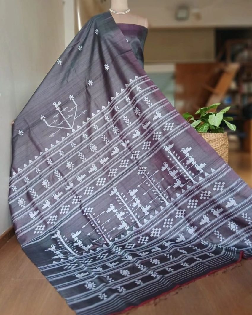Pure Tussar Silk Saree with Ganjam Bomkai - (GBSE1001)