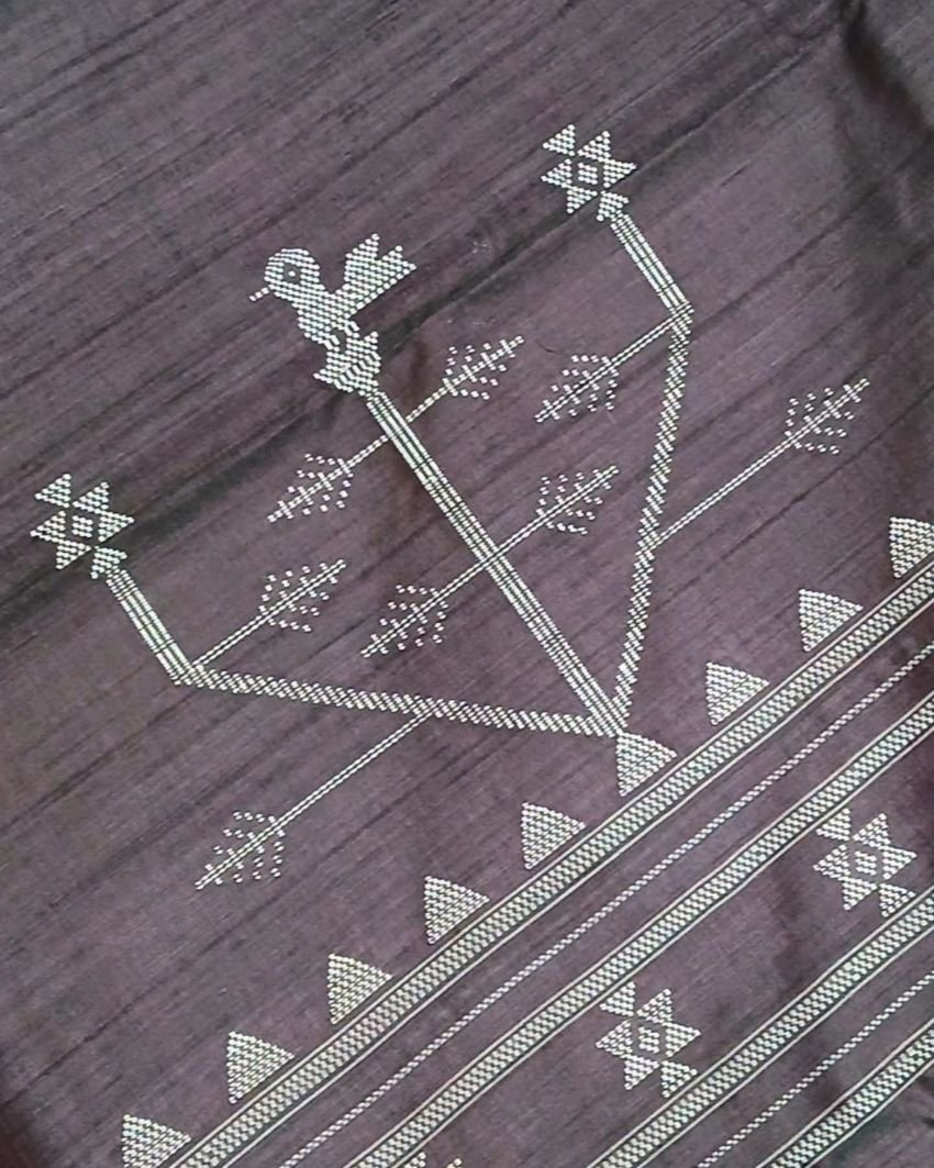 Pure Tussar Silk Saree with Ganjam Bomkai - (GBSE1001) - Image 2