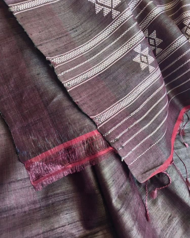 Pure Tussar Silk Saree with Ganjam Bomkai - (GBSE1001) - Image 4