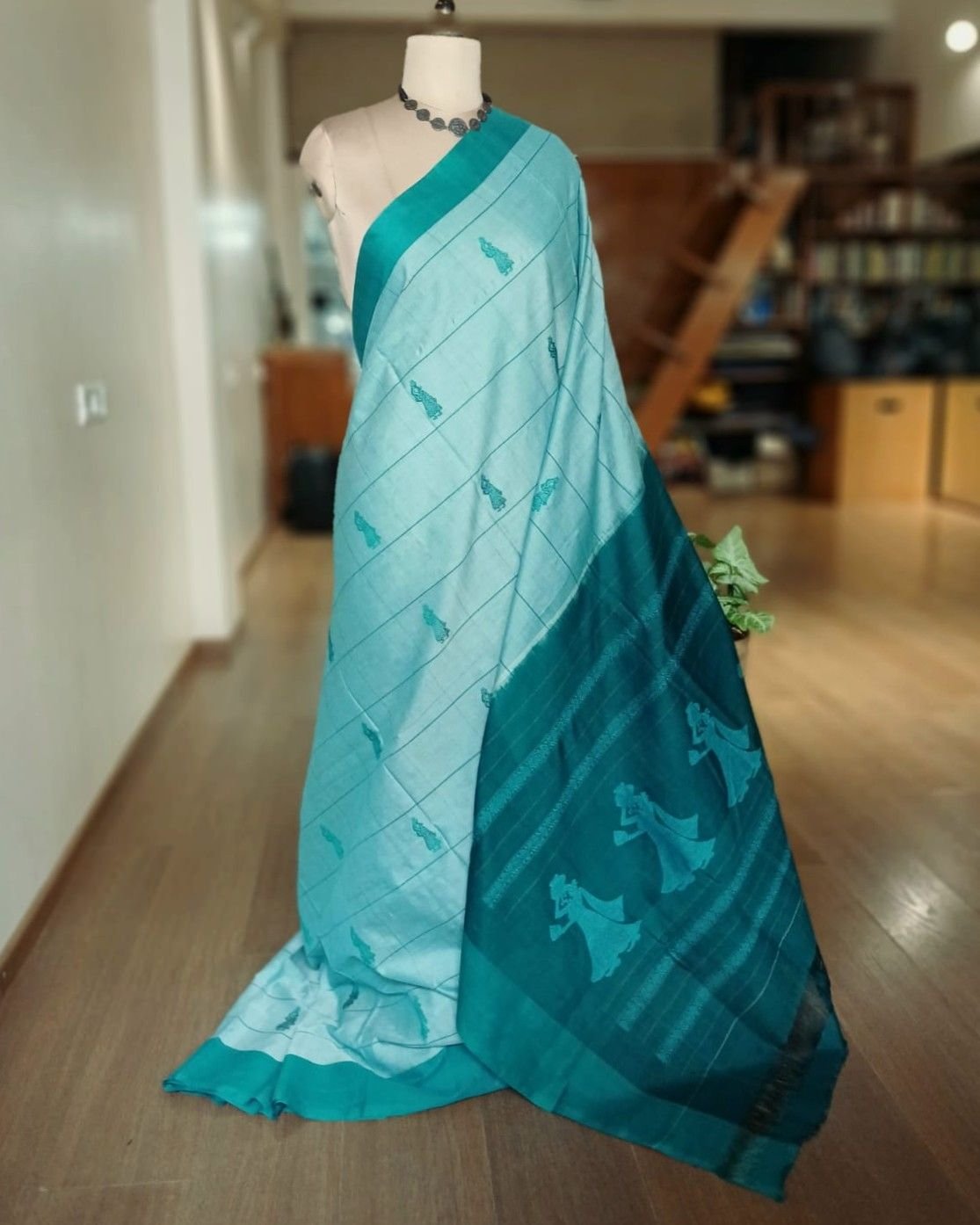 Checked Gollabhama handweave saree – (WGHS0002) - Image 4
