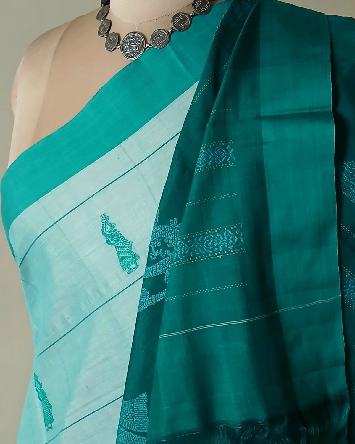 Checked Gollabhama handweave saree – (WGHS0002) - Image 7