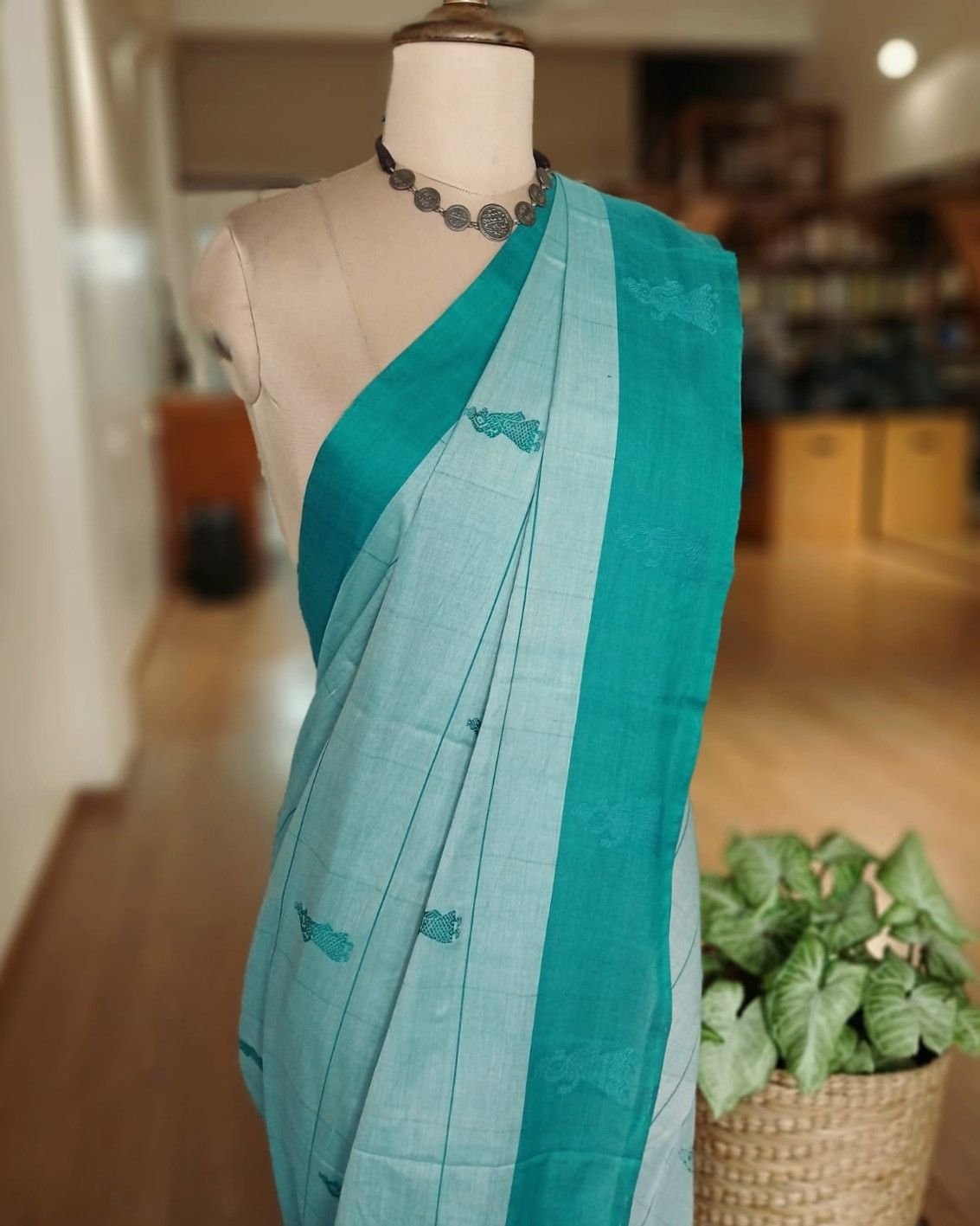 Checked Gollabhama handweave saree – (WGHS0002) - Image 3