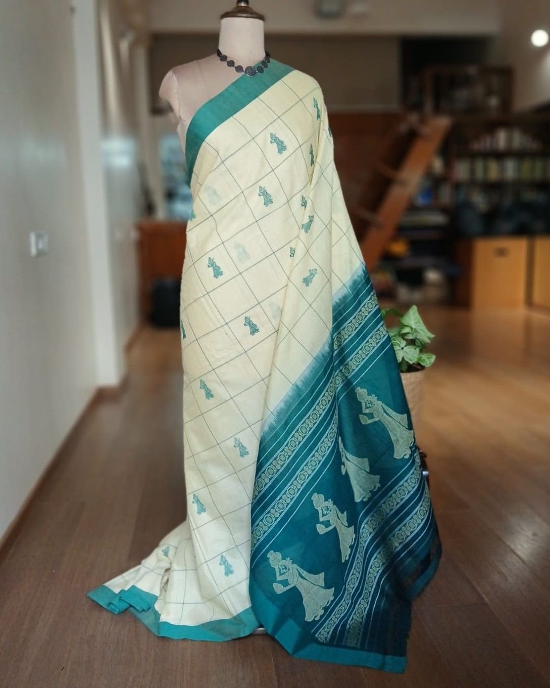 Checked Gollabhama handweave saree – (WGHS0003) - Image 4