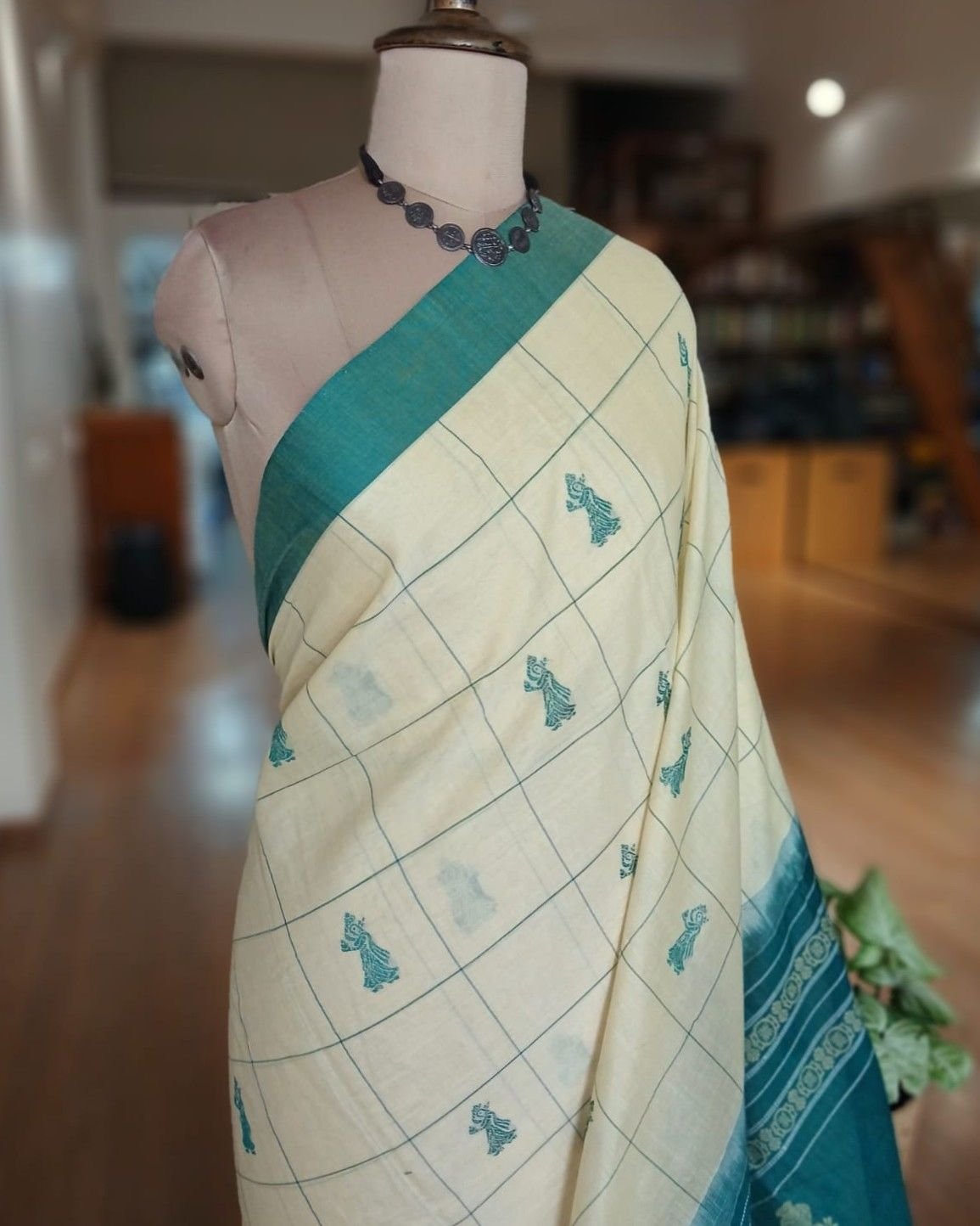 Checked Gollabhama handweave saree – (WGHS0003) - Image 5
