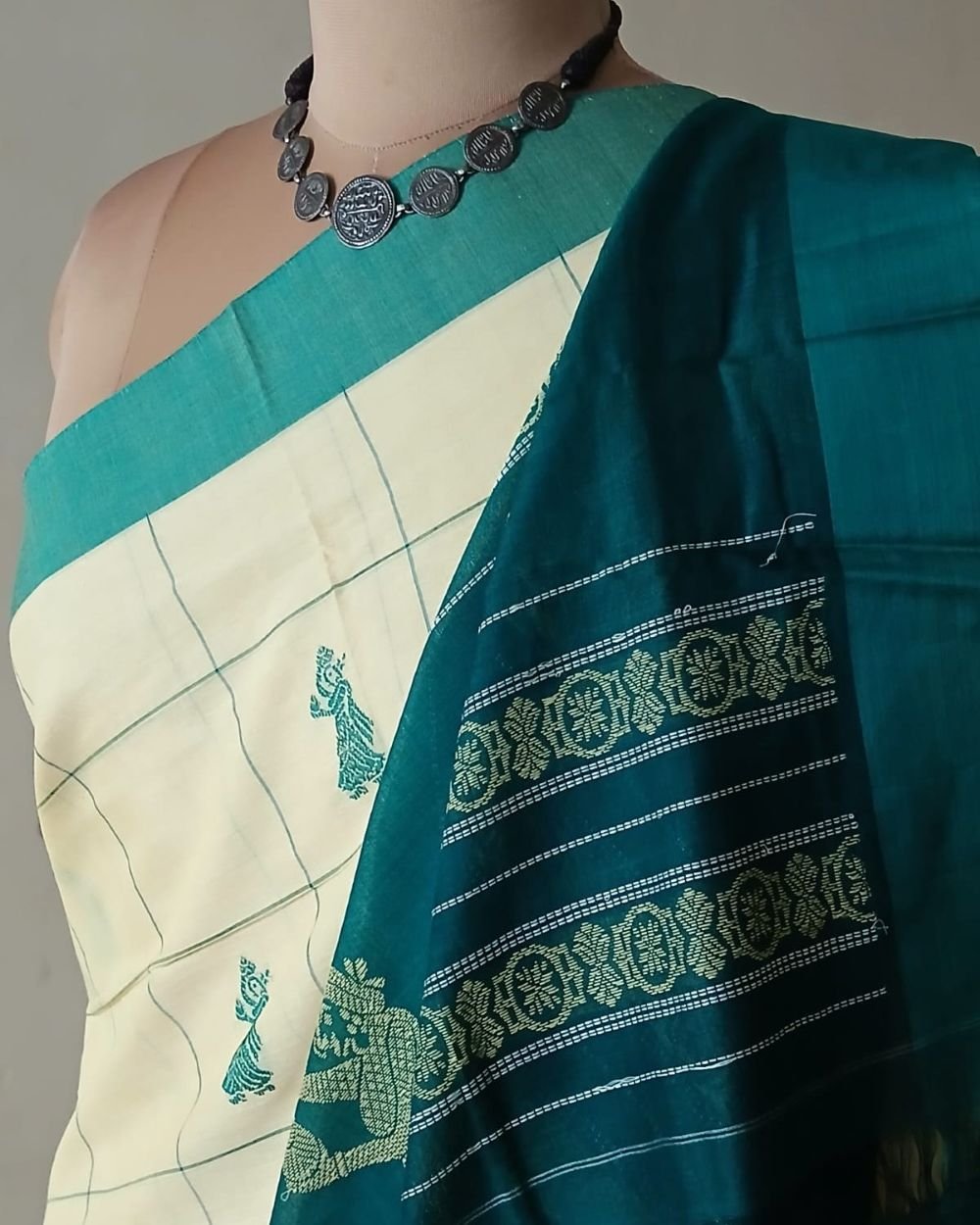 Checked Gollabhama handweave saree – (WGHS0003) - Image 8